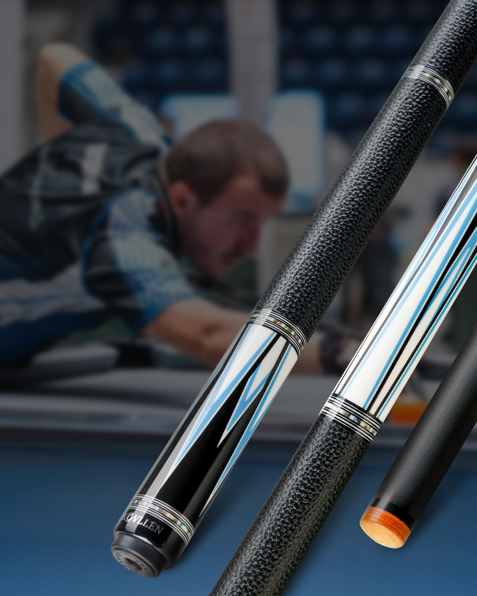 KONLLEN Carbon Fiber Pool Cue Stick Low Deflection Hand-Made Inlay Billiard Cue Ultra-Smooth Professional Feeling Billiard Pool Cue Sticks for Adults
