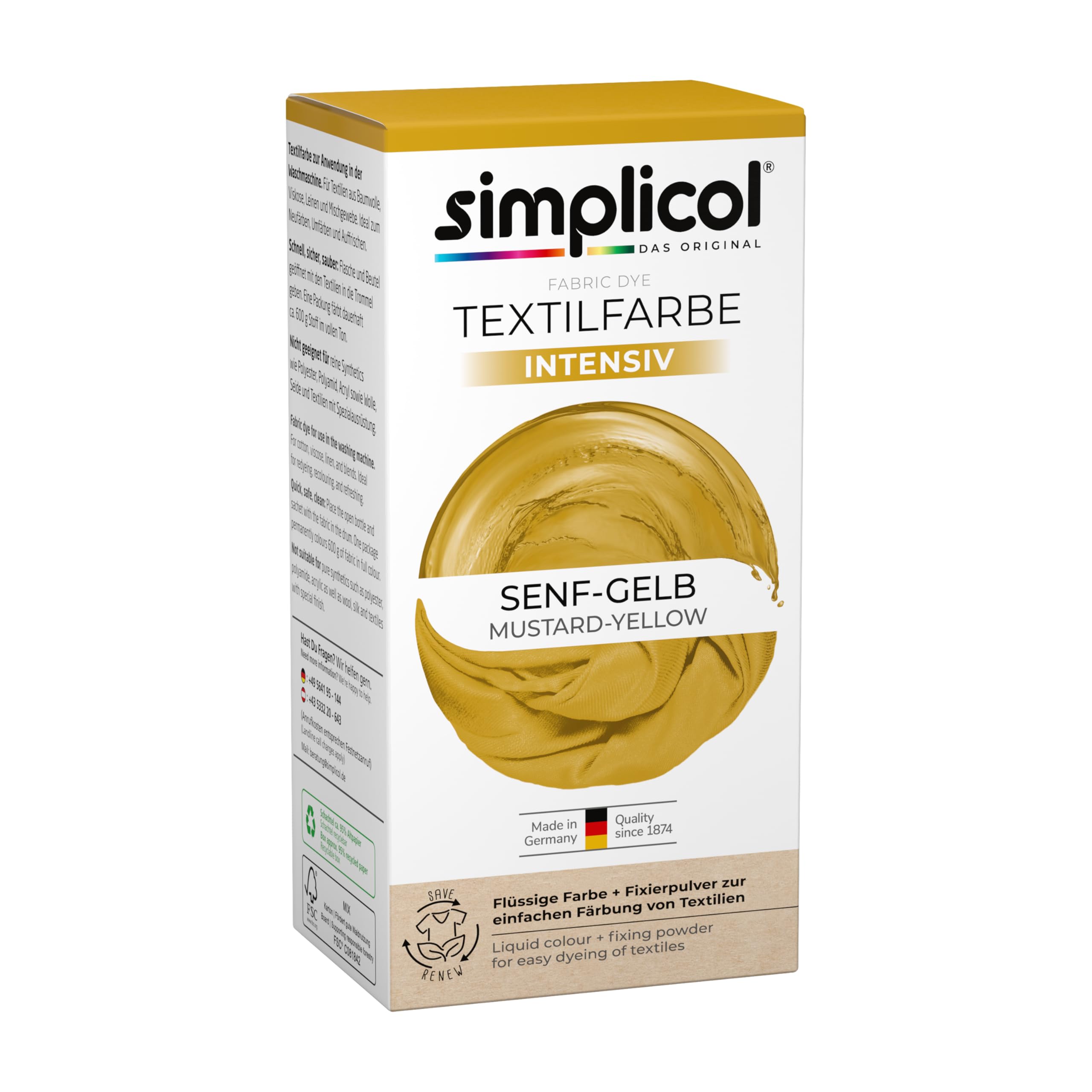 simplicol Textile Dye Intensive Mustard Yellow | Easy Dyeing in the Washing Machine | Liquid Colour & Fixing Powder | Pack of 1-picture-45