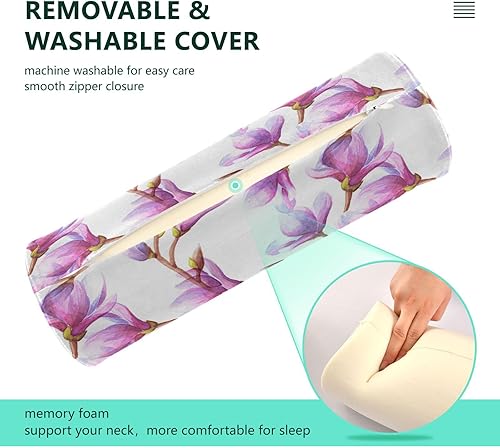 Miniatura 4 de Almohadas cervicales y cervicales suaves de flores de acuarela para dormir, almohada cervical de espuma viscoelástica prémium con cremallera