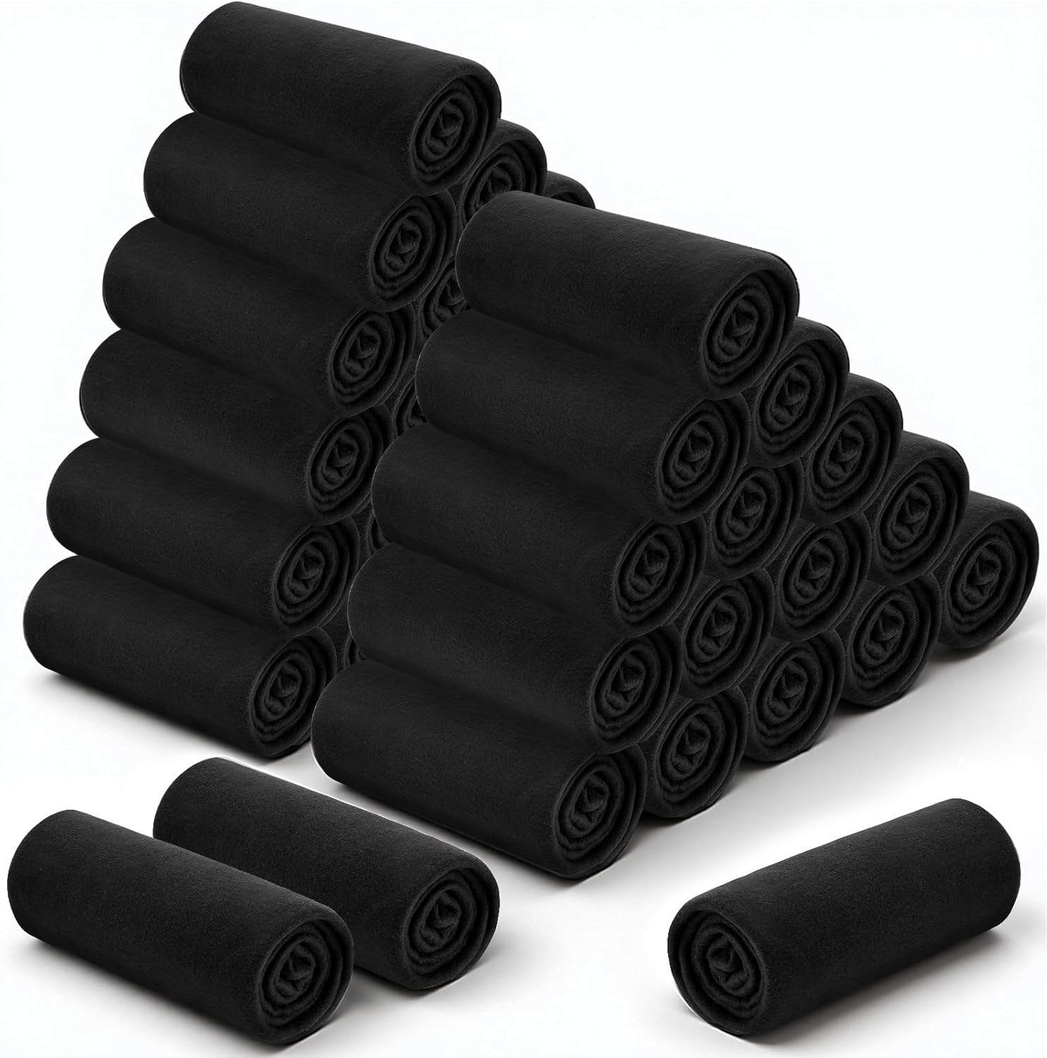 Juexica 36 Pieces 50 x 60 Inch Black Fleece Throw Blankets Bulk Warm Polyester Soft Cozy Blanket for Wedding Guests, Homeless, Outdoor, Couch, Bed, Office, Pet & Travel
