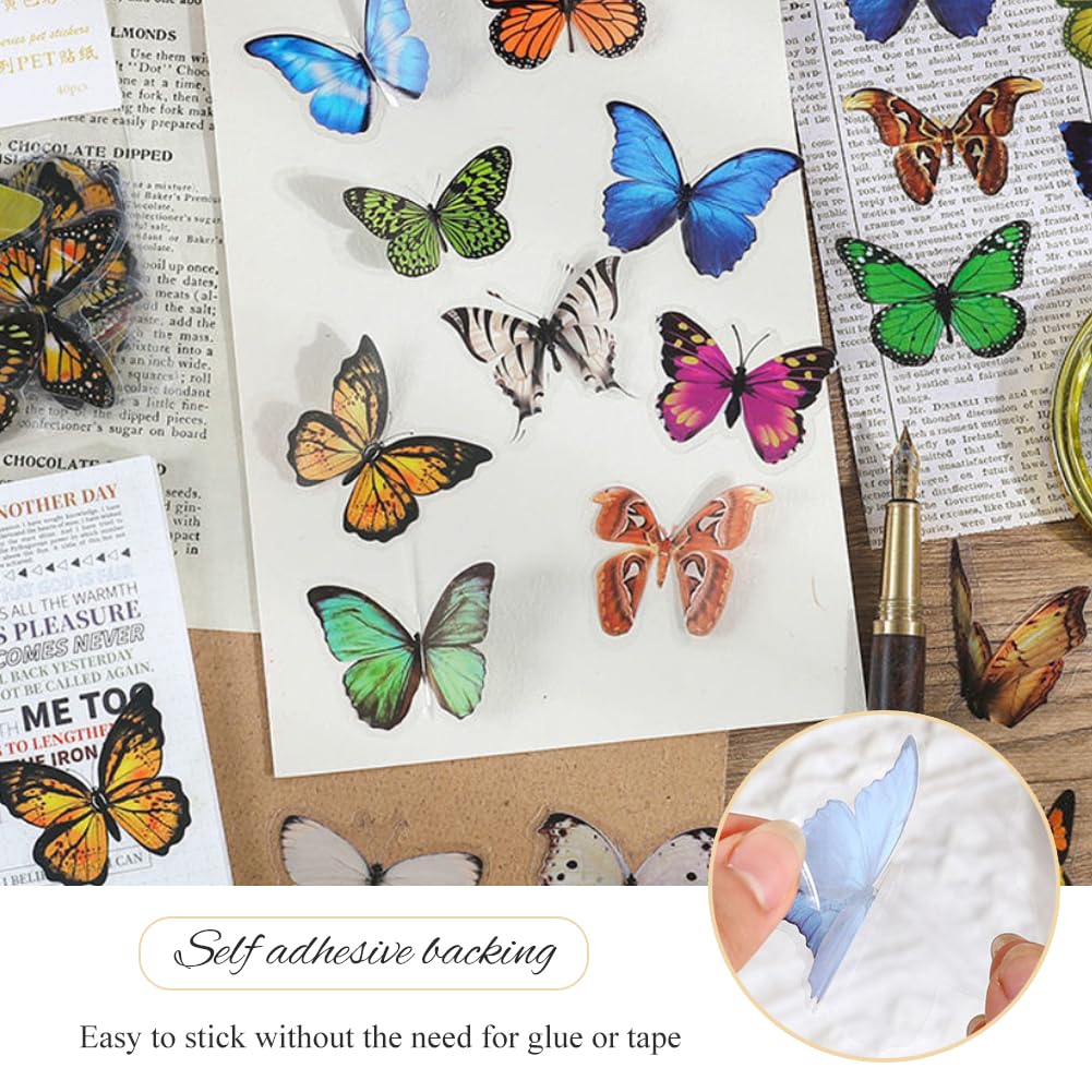 Adesivi Farfalle Vintage Per Scrapbooking – 320 Pezzi In PET Trasparente, Decorazioni Autoadesive Per Album E DIY - 4
