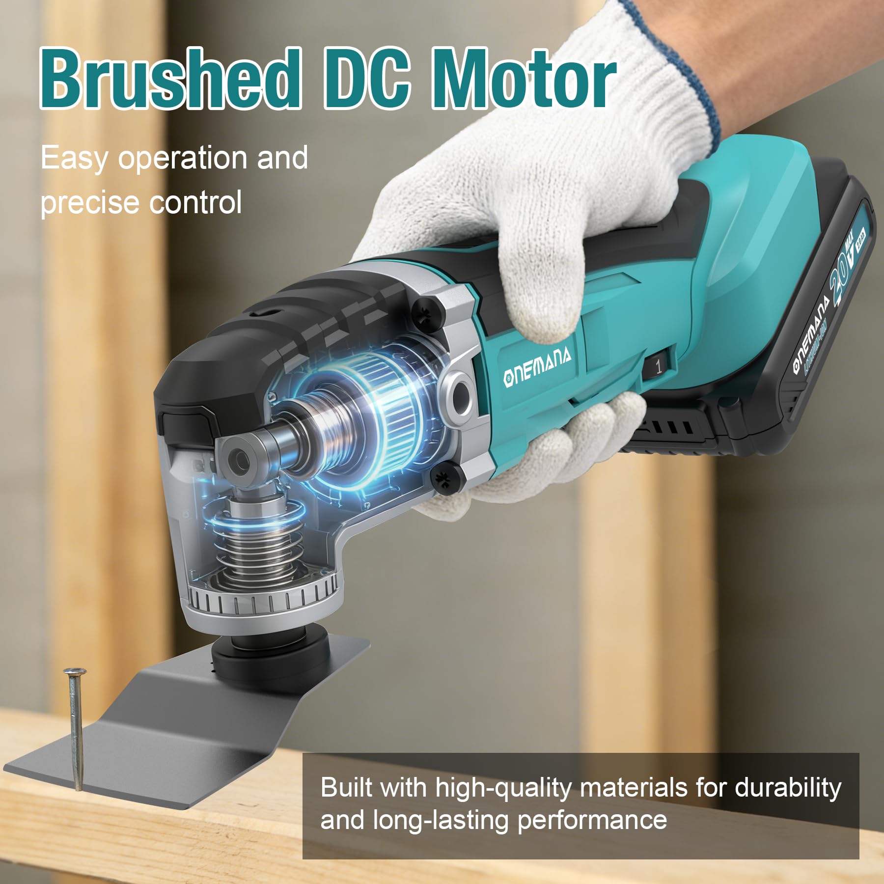 Herramienta Multifunción Oscilante inalámbrica Brushless | Set de Herramientas Oscilantes + Sierra Oscilante para Cortar, Clavar, Rascar & Pulir | Solo Herramienta (Sin Accesorios)