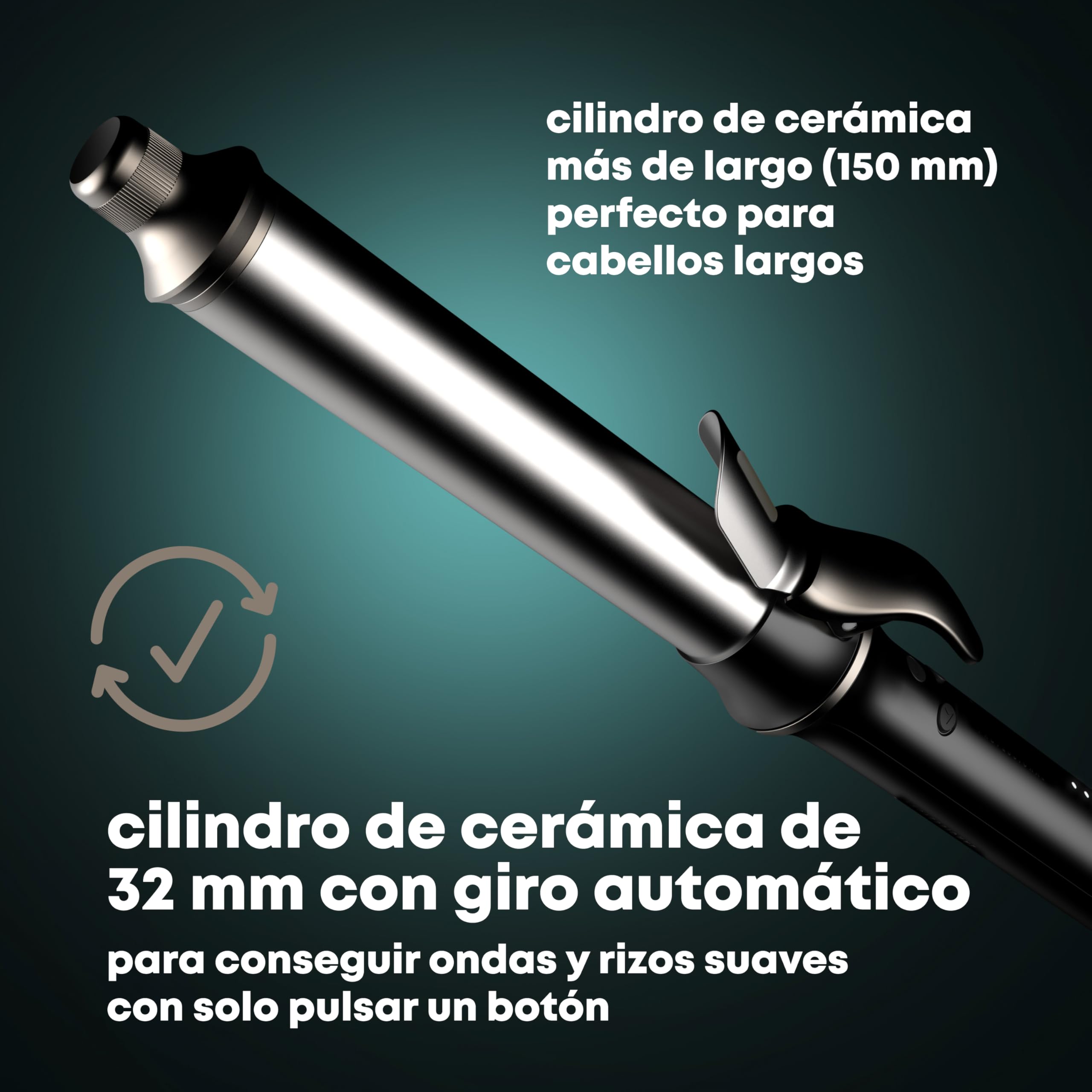 REVAMP Auto Revolve Rizadora Automática - Barril Cerámico Largo | Ondulador, sin Enredos, Rizos Suaves, Ondas Playeras, Estilizador Rotatorio