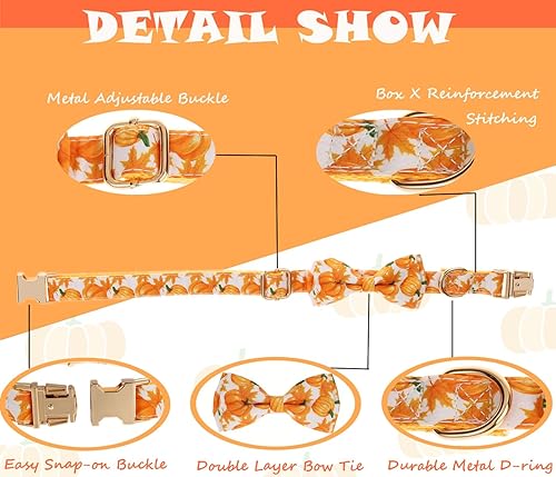 Miniatura 3 de Collar de otoño para perro con pajarita extraíble para perros medianos, collar de perro de Acción de Gracias de Halloween