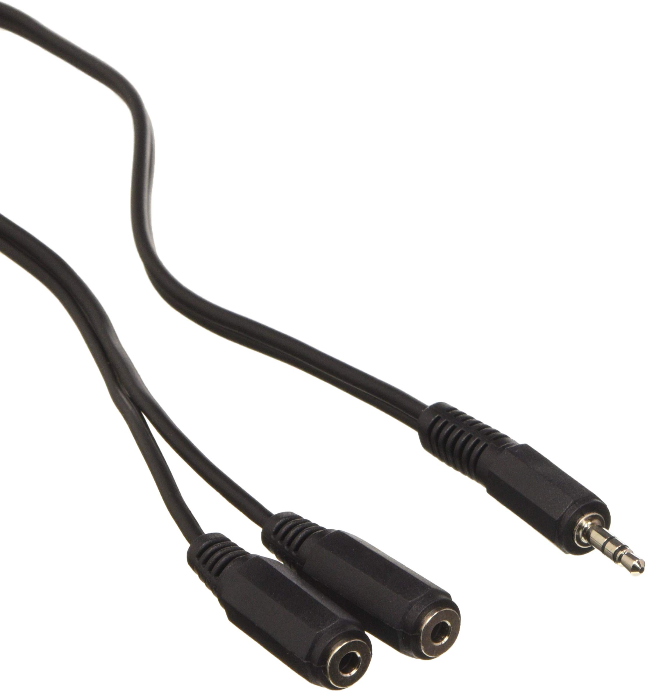 Pro Signal 0.5m 3.5mm Stereo Jack Headphone Splitter Cable, 1 Male to 2 Female, Pure Copper Conductors, Black - PSG01010