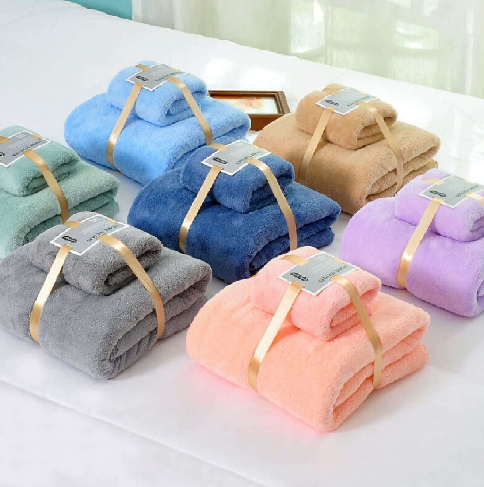 Lot De 16 Serviettes De Bain 100 % Coton Pour Salle De Bain, Très