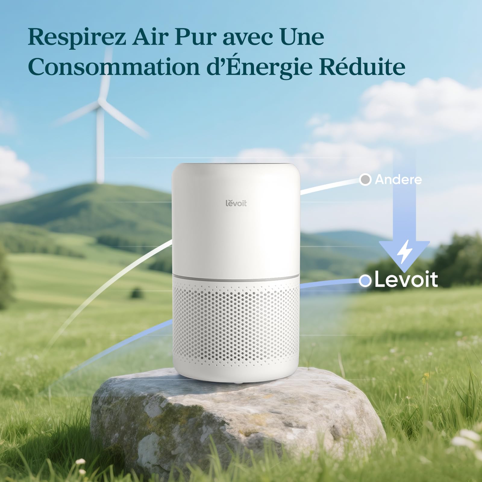 LEVOIT Purificateur d'Air HEPA Intelligent contre Allergie Pollen & Graminée, Purifier jusqu'à 50㎡, Surveille La Qualité de l'Air, Contrôle par App Alexa, 22dB Silencieux, Core 300S