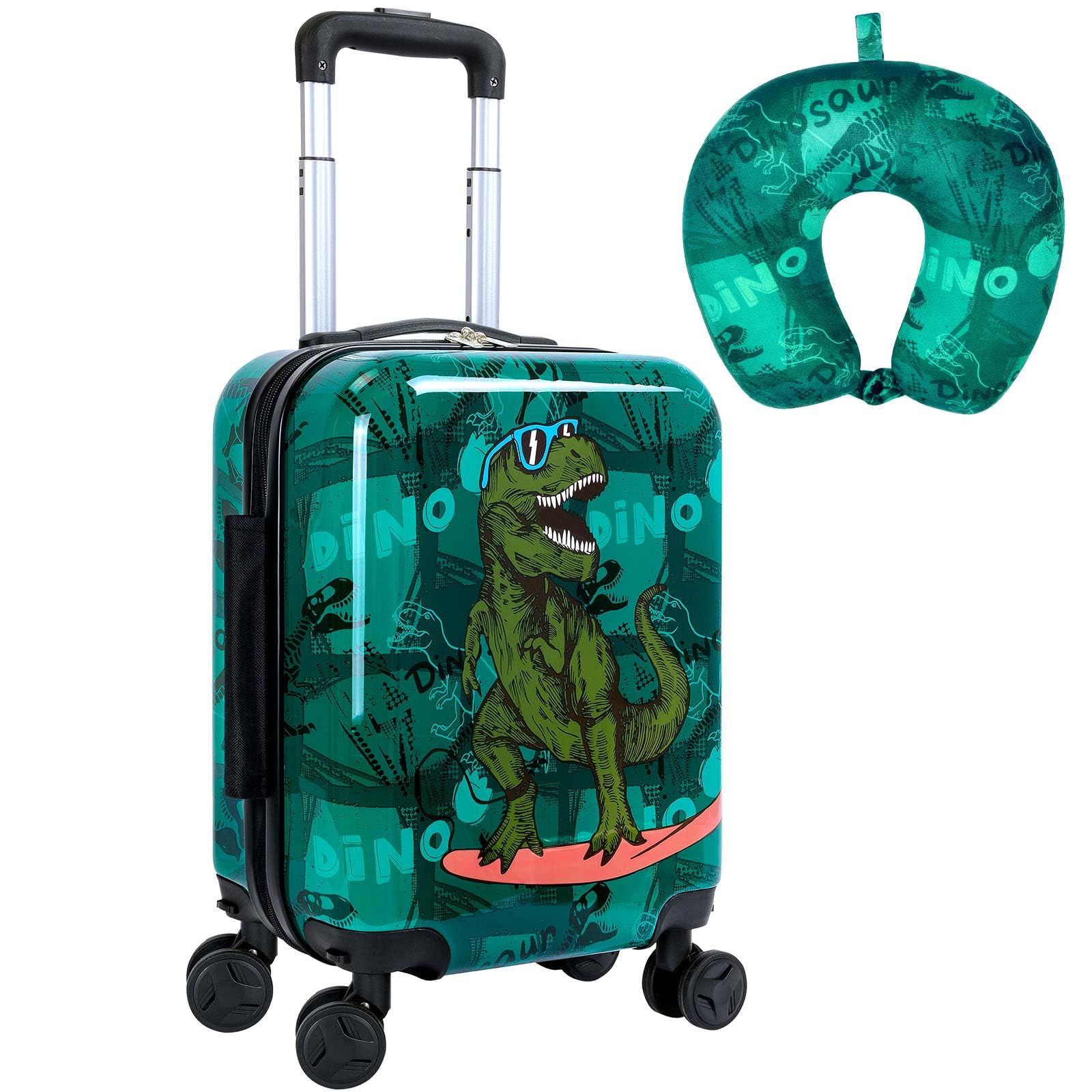 Kids Luggage Set, Boys Carry-On Suitcase with Rolling Wheels, for Ages 3-10