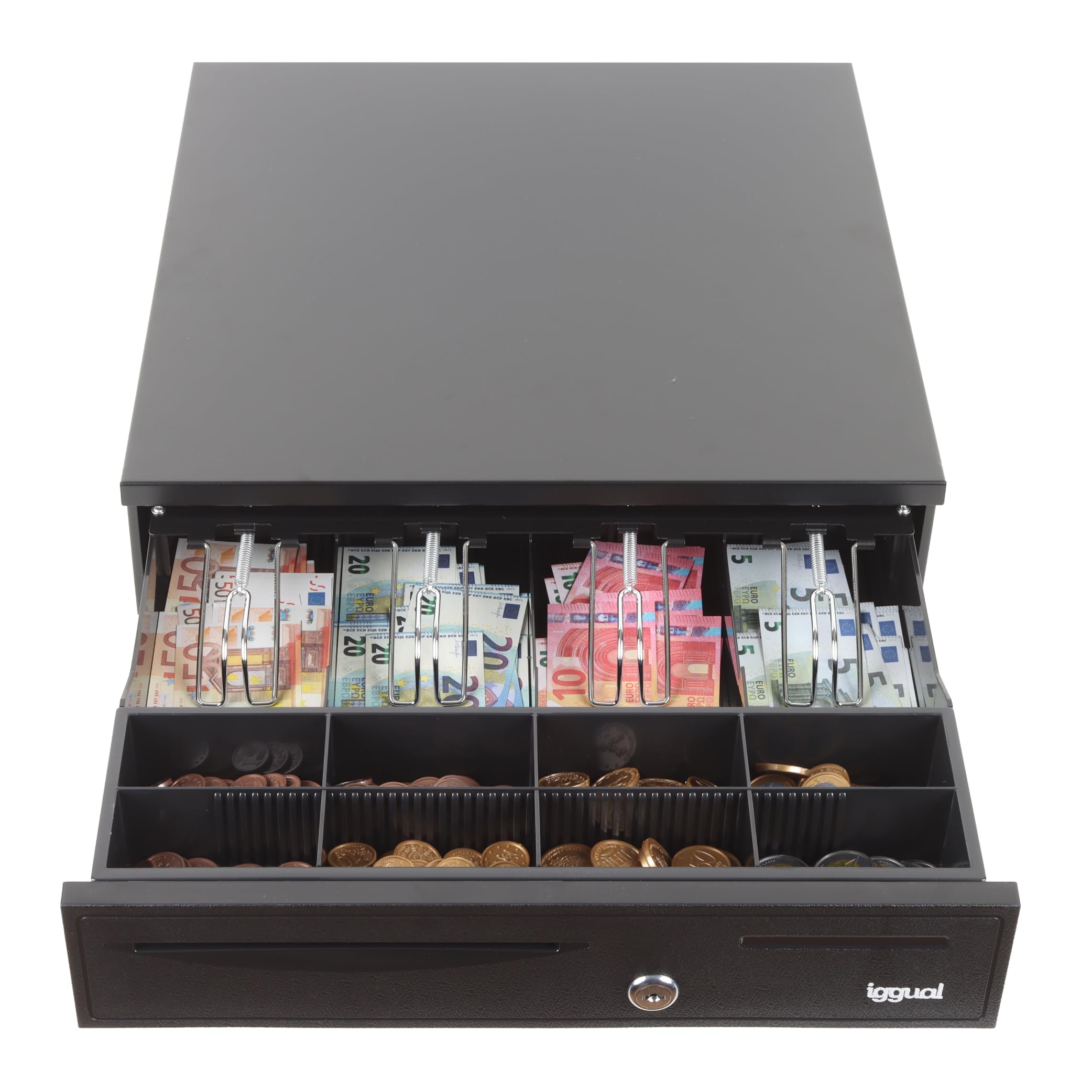 iggual Tiroir porte-monnaie IRON-20 caisse enregistreuse RJ11 12V 42 x 40,5 x 10 cm
