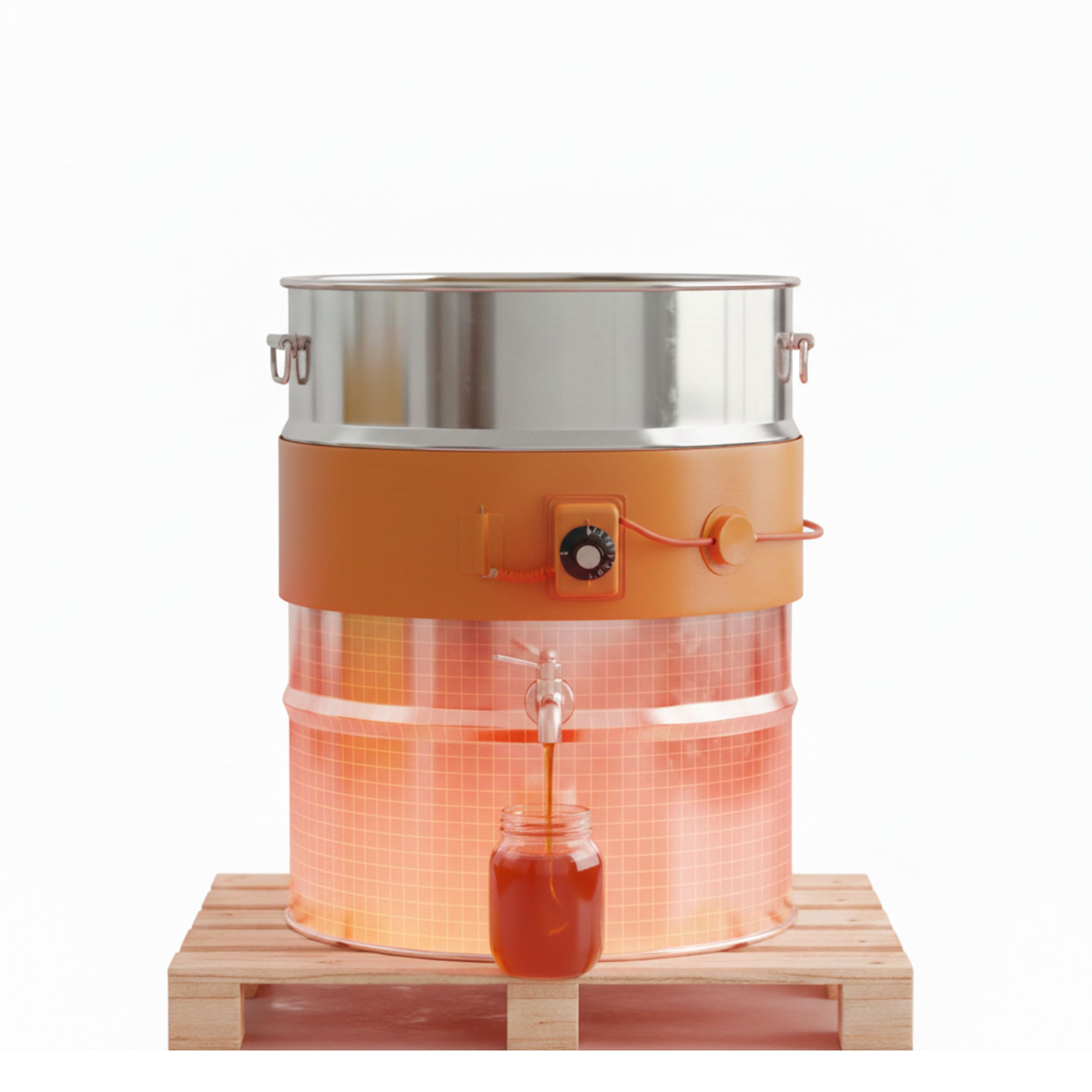 Siliconen verwarmingsband voor vaten 20-200 l, verwarmingsmat voor stroperige vloeistoffen, verstelbare thermostaat, waterdicht en bestand tegen hoge temperaturen, voor honing/stroperige oliën (150 l