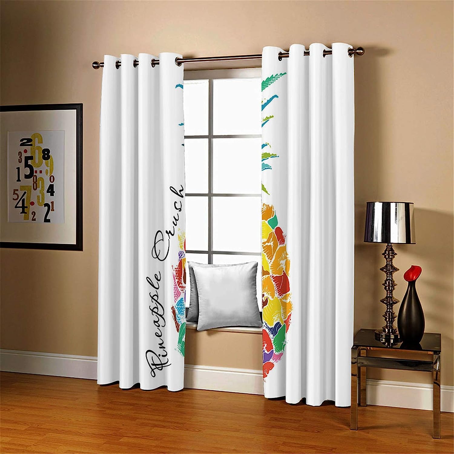 Cortinas Opacas para Ventanas Infantiles 280 x 250 cm piña de Dibujos Animados Cortinas Opacas para Ventanas Infantiles 3D Patrón Cortinas Salon Dormitorio Moderno Reduccion Ruido Cortinas
