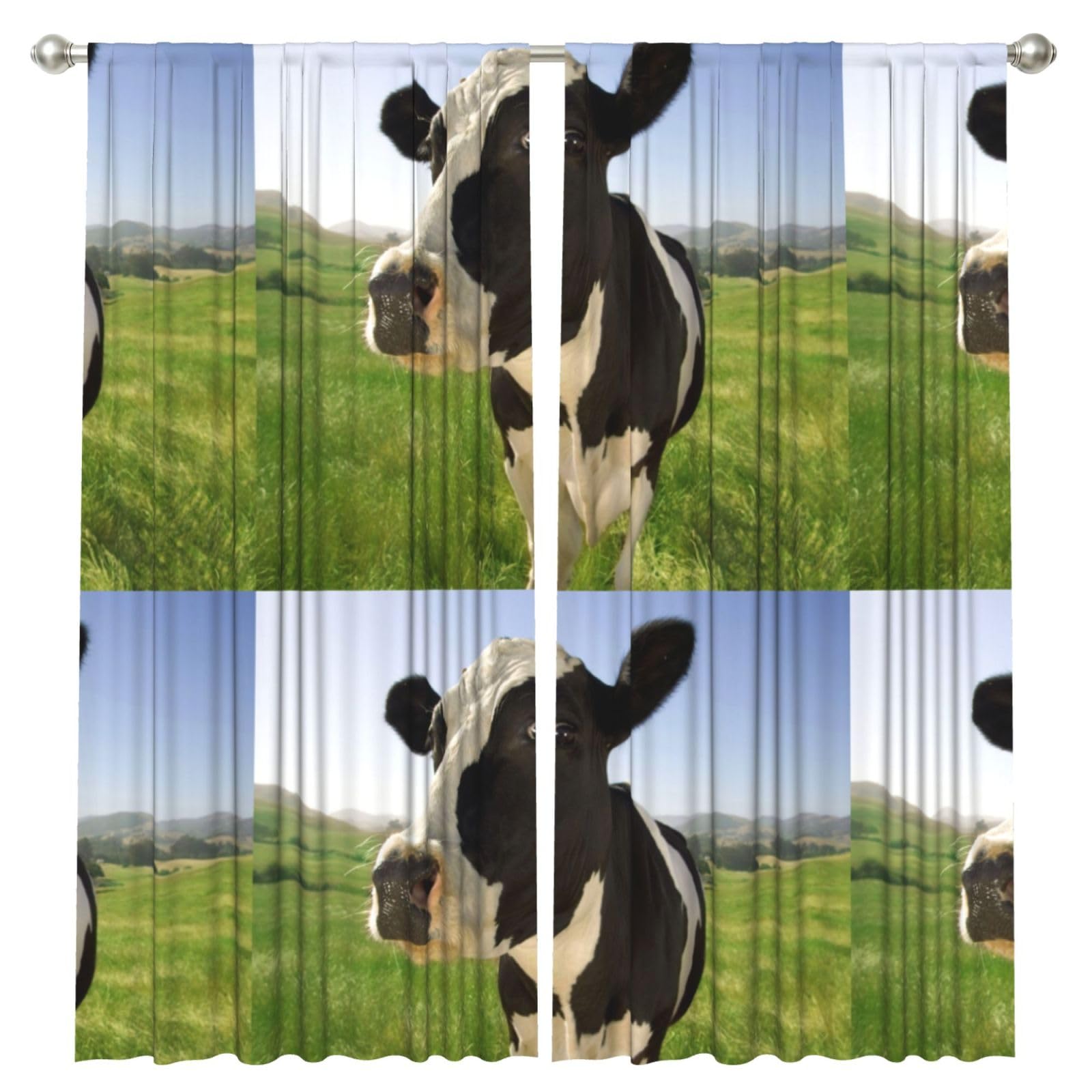 InOmak Cows In The Pasture, 2 Panels Window Curtains 52 x 84 Inch Blackout Curtains for Living Room Bedroom