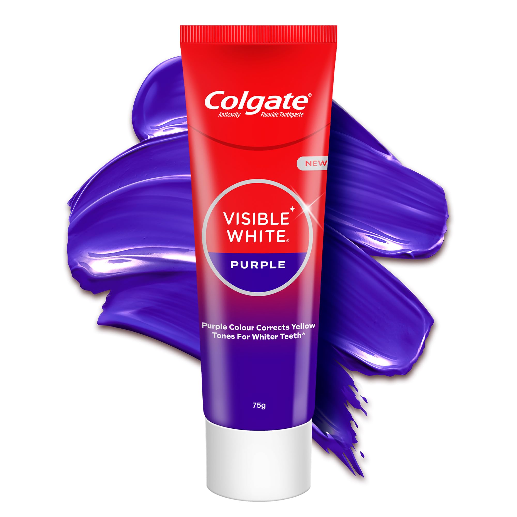 Colgate Visible White Purple Toothpaste for Teeth Whitening, Colgate Toothpaste with Fluoride, Tooth Paste Helps Remove Surface Stains, Whitens Yellow Teeth, Enamel-Safe for Daily Use Paste (75g)-image-47