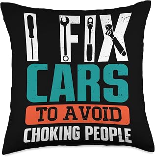 Thamechanicluveve I Fix Avoid Choking People Funny Car Mechanic Throw Pillow, 18x18, Multicolor