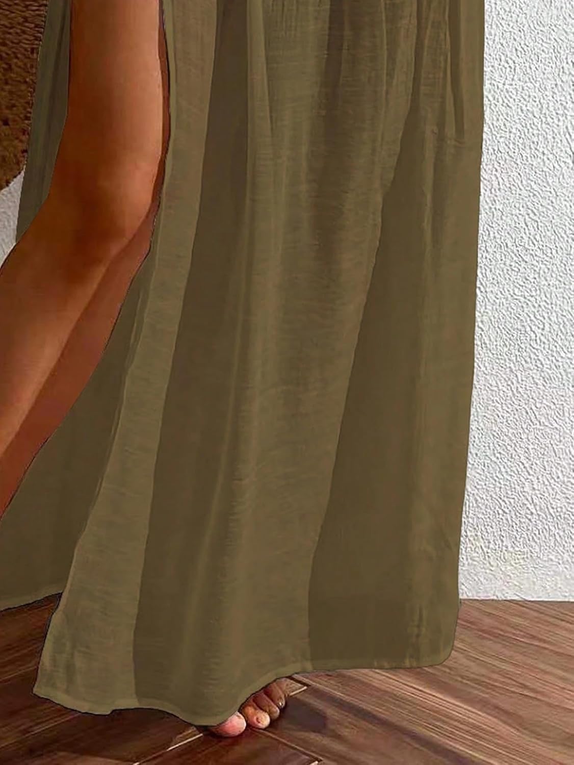 Women's Solid Color Side Slit Hem Summer Beach Cover Up Skirt cover ups for swimwear