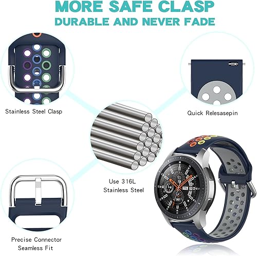 Miniatura 3 de BANLOUKA - Correas de reloj de repuesto de arcoíris para Samsung Galaxy Watch 3 de 1.772 pulgadasGalaxy Watch de 1.811 pulgadasGear S3 Frontier y