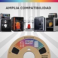 Vista 5 de OVERTURE Filamento PLA 1.75mm, Filamento de impresora 3D enrollado cuidadosamente 1 kg de carrete (2.2 libras), precisión dimensional +/- 0.02 mm