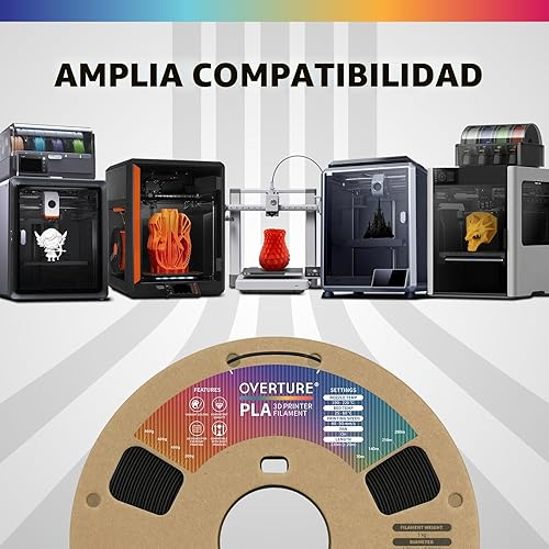 Miniatura 5 de OVERTURE Filamento PLA 1.75mm, Filamento de impresora 3D enrollado cuidadosamente 1 kg de carrete (2.2 libras), precisión dimensional +/- 0.02 mm