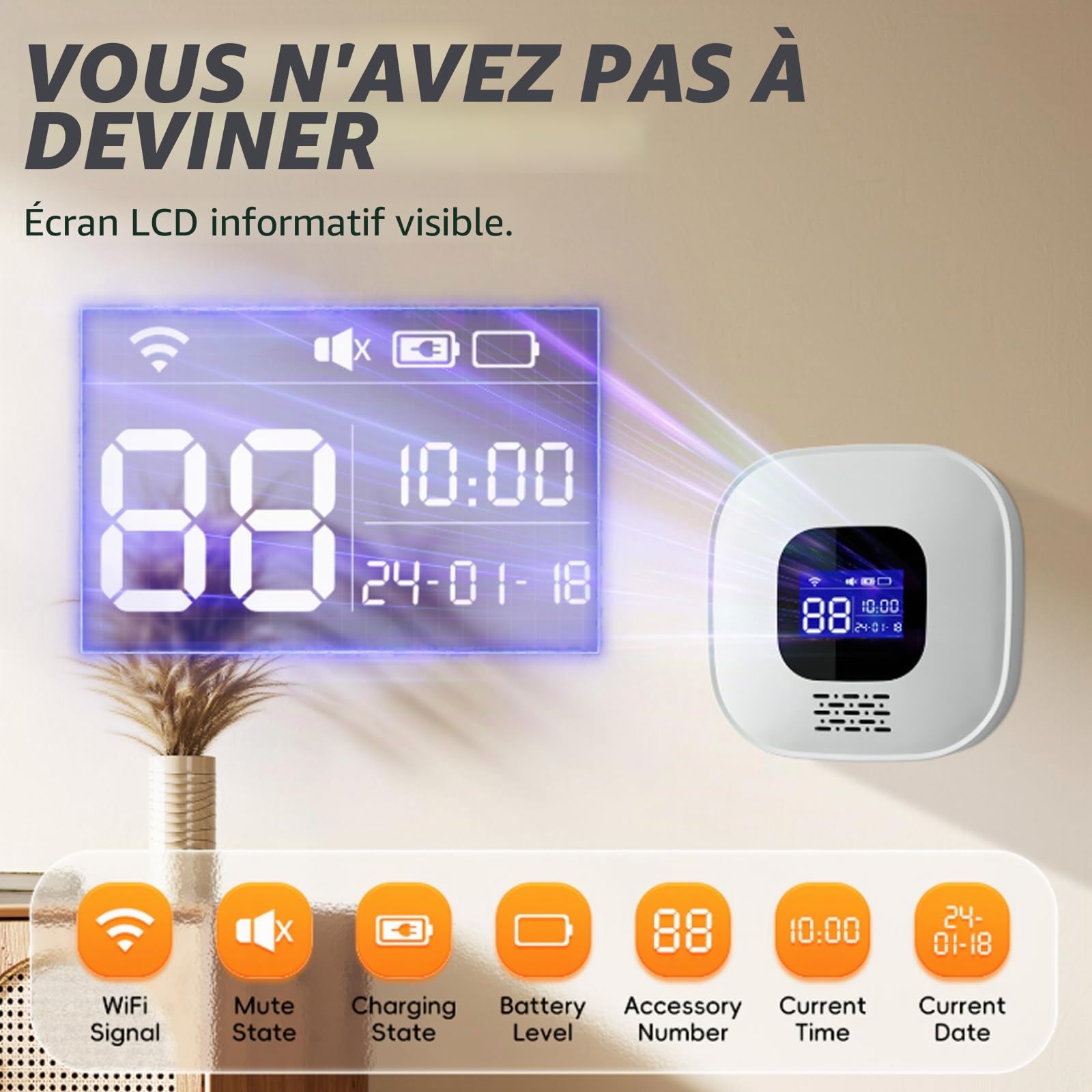 Bouton d'appel d'urgence pour personnes âgées, WiFi Tuya Smart Seniors Bouton d'urgence Système d'alerte, Bracelet SOS pour patients et handicapés (1 récepteur + bracelet d'appel d'urgence + 2