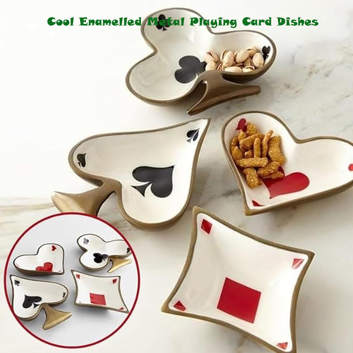 Cool Enamelled Metal Playing Card Dishes,Playing Card Bowls