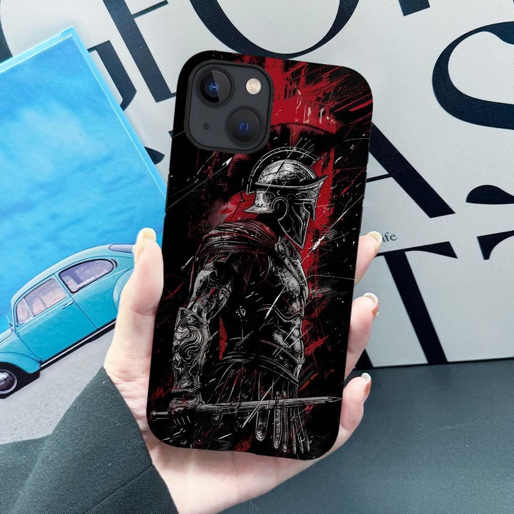 Compatible with iPhone 15 Case,Warrior Gladiator Pattern Print Matte Phone Case Durable Fashion Funny Liquid Silicone Case Soft Anti-Scratch Shockproof Protective Cover - Image 5