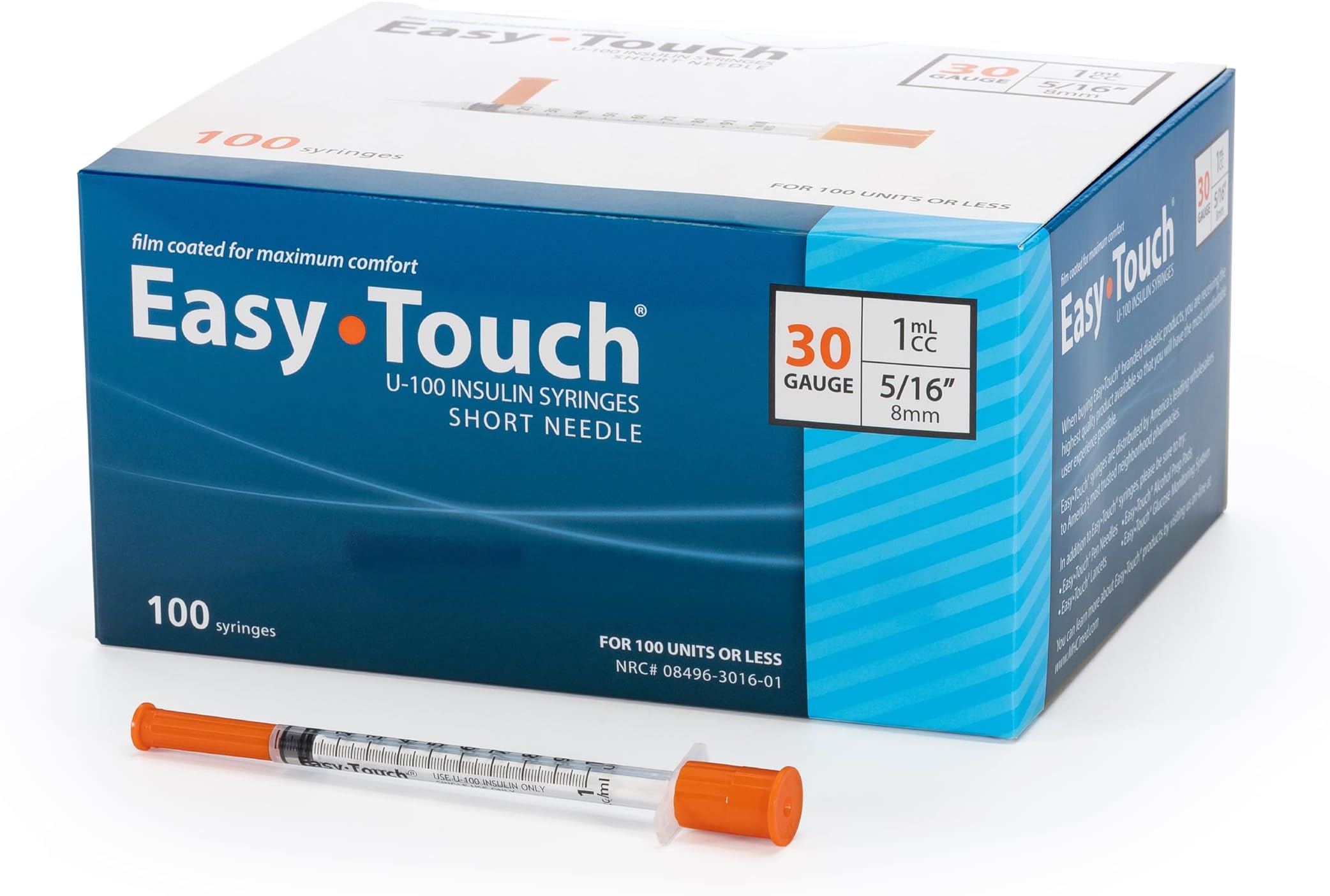 EasyTouch® U-100, 30G, 1cc/mL, 5/16" (Box of 100)