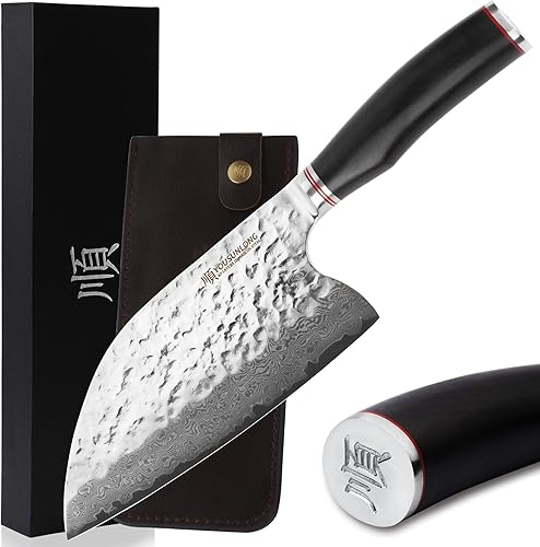 YOUSUNLONG - Cuchillo de cocina profesional para carne (8.1in, mango de madera de plomo con piel