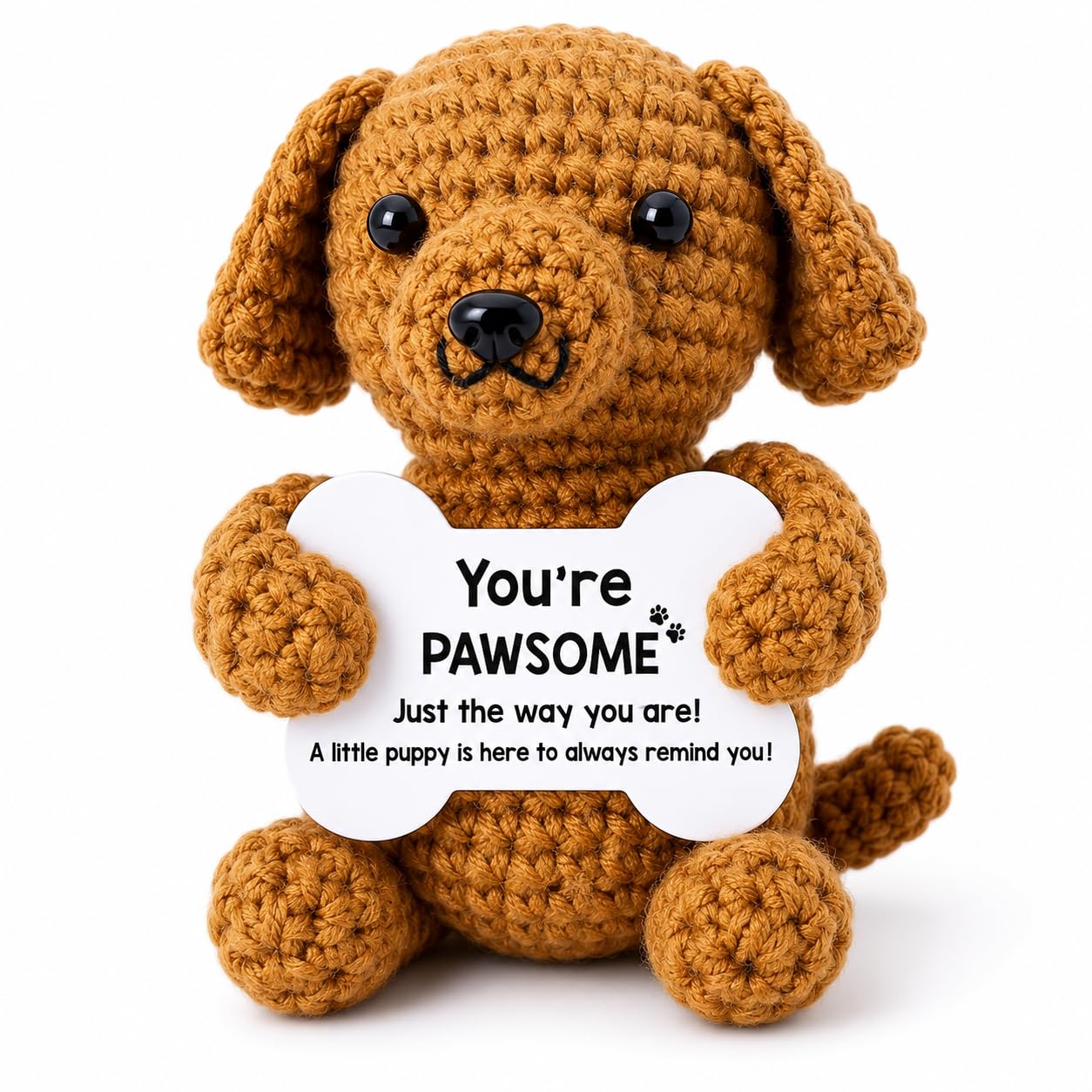 Positive Crochet Dog Plush Gift Inspirational Knitted Doll Cute Emotional Support Handmade Desk Decor Funny Encouragement Gift for Women Men Friends Coworkers โ image 1