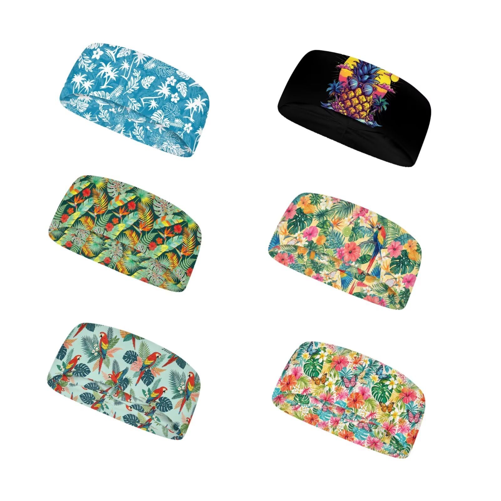 Forchrinse Sunflower with Text Print 6Pieces Sport Sweatband Headband for Soft Elasitc Headband Hair Bands Unisex Outdoor Sport Headbands