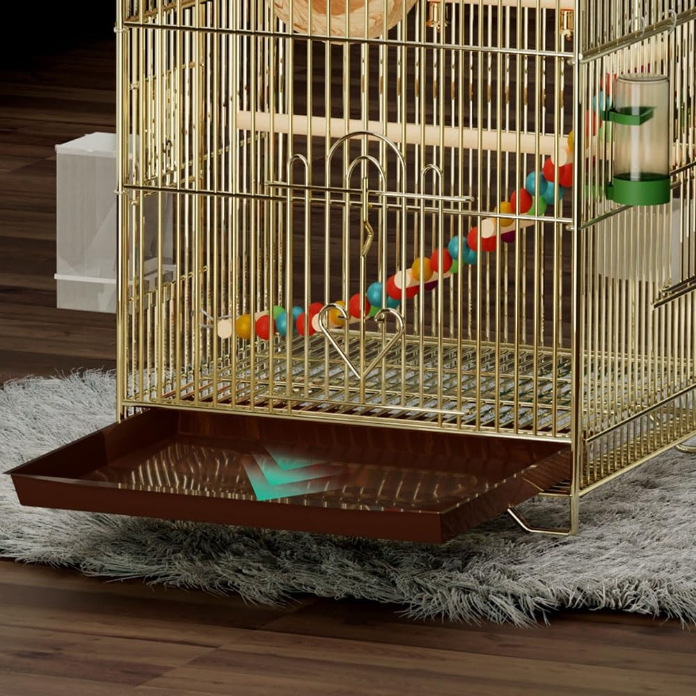 Jaula para pájaros Jaula de Metal Dorado for pájaros, espaciosa casa, for, con Varias Puertas, for Colgar, chasis extraíble, for Loros Soporte de Jaula de Vuelo