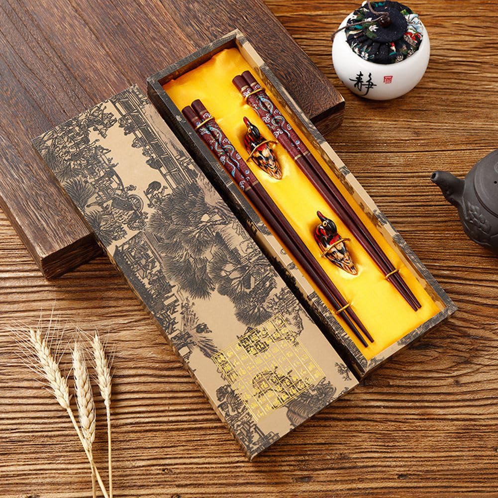 Wiederverwendbare Essstäbchen Aus Holz – Mit Halter & Tragetasche – Traditionelles Design Als Geschenk Oder Für Zu Hause