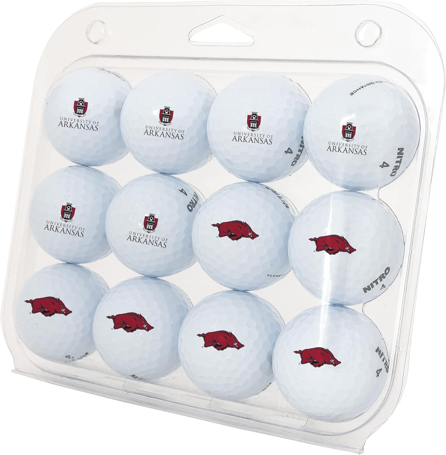 Desert Cactus University of Arkansas Fayetteville Golf Balls 12 Pack – UA FayetvilleRazorbacks Full Color Dozen – Officially Licensed Sport Team Accessory