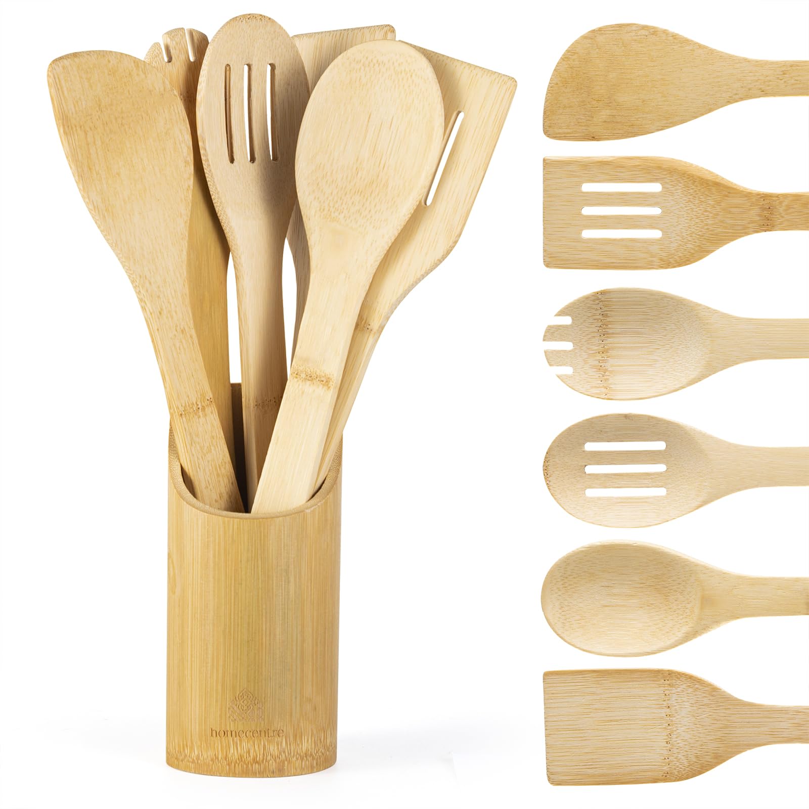 Bamboo Wooden Spoons for Cooking 7 Piece