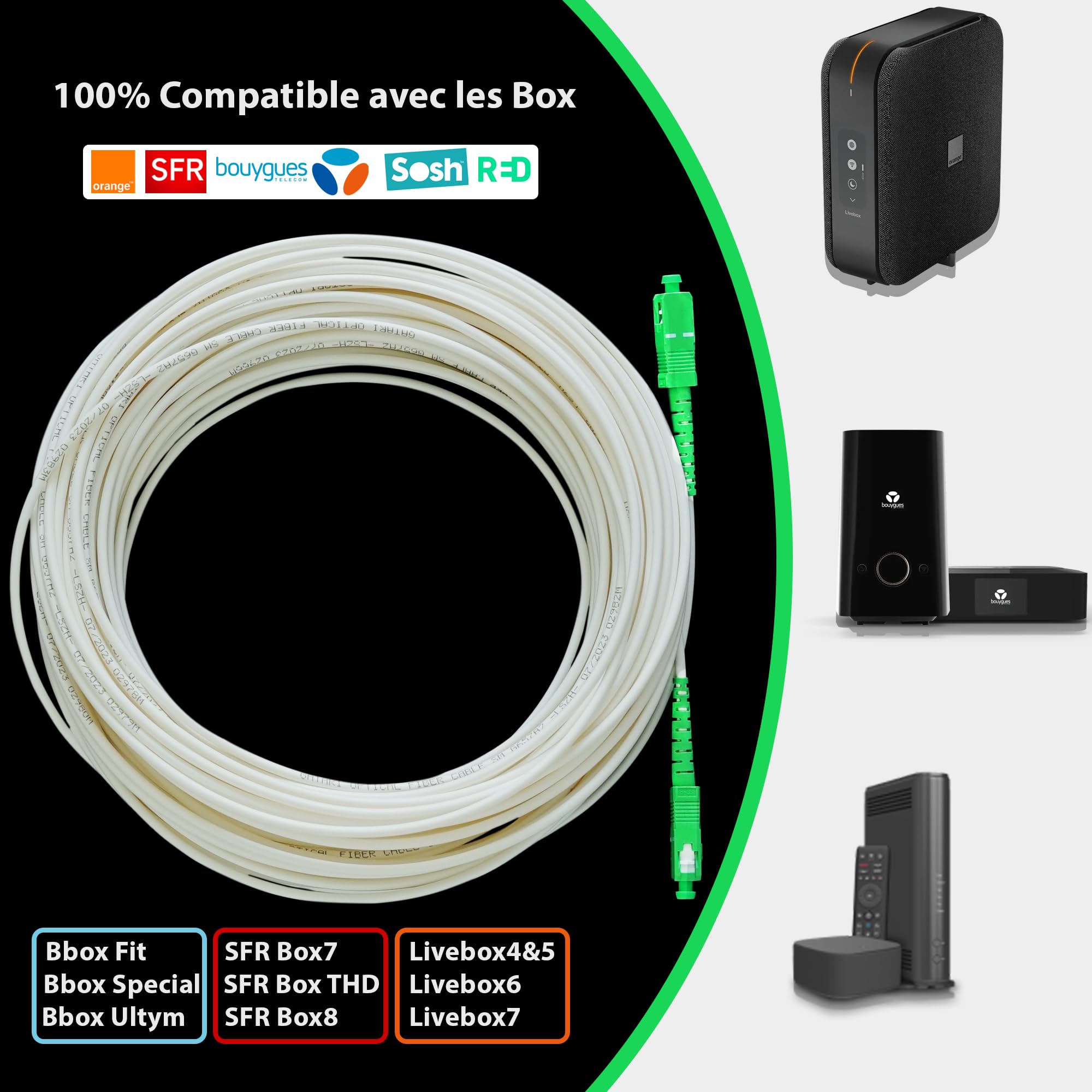 Cavo Fibra Ottica SC/APC 30m - Compatibile Con TIM, Vodafone, Wind
