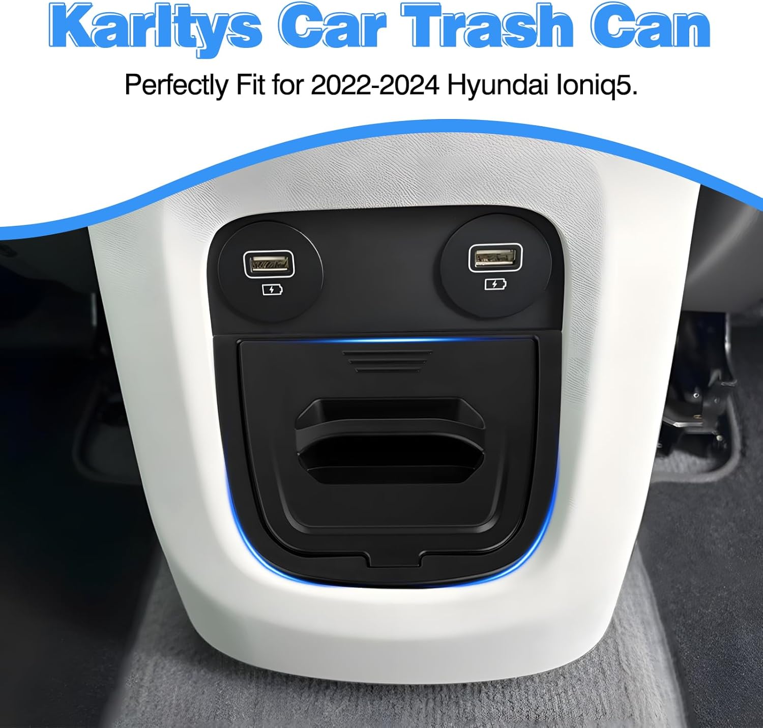 Karltys Car Trash Can, Dedicated Garbage Can for with Lid, Odor-Proof Car Garbage Bin Automotive Center Console Organizer for Hyundai Ioniq 5 2022-2024 Interior Accessories(Not for 2025+/N Line)
