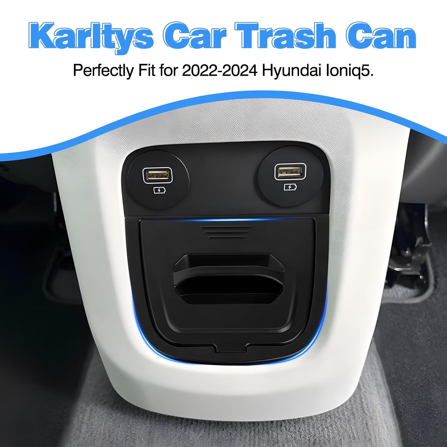Karltys Car Trash Can, Odor-Proof Car Garbage Bin Automotive Center Console Organizer, Dedicated Garbage Can for with Lid for 2022-2024 Hyundai Ioniq 5 Interior Accessories(Not for Ioniq 5 N)