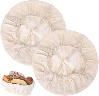 2 Pcs Round Bread Proofing Basket Cloth Liner, Banneton Basket Liner Baking Dough Basket Cover Natural Rattan Banneton Proofing Cloth Bread Baking Supplies for Bakery Home Baking, about 10 inch