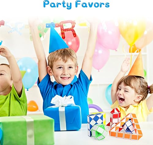 Vista 13 de Ganowo Paquete de 24 cubos de serpiente antiestrés, mini rompecabezas giratorio para bolsas de fiesta, juguetes a granel para niños, adolescentes