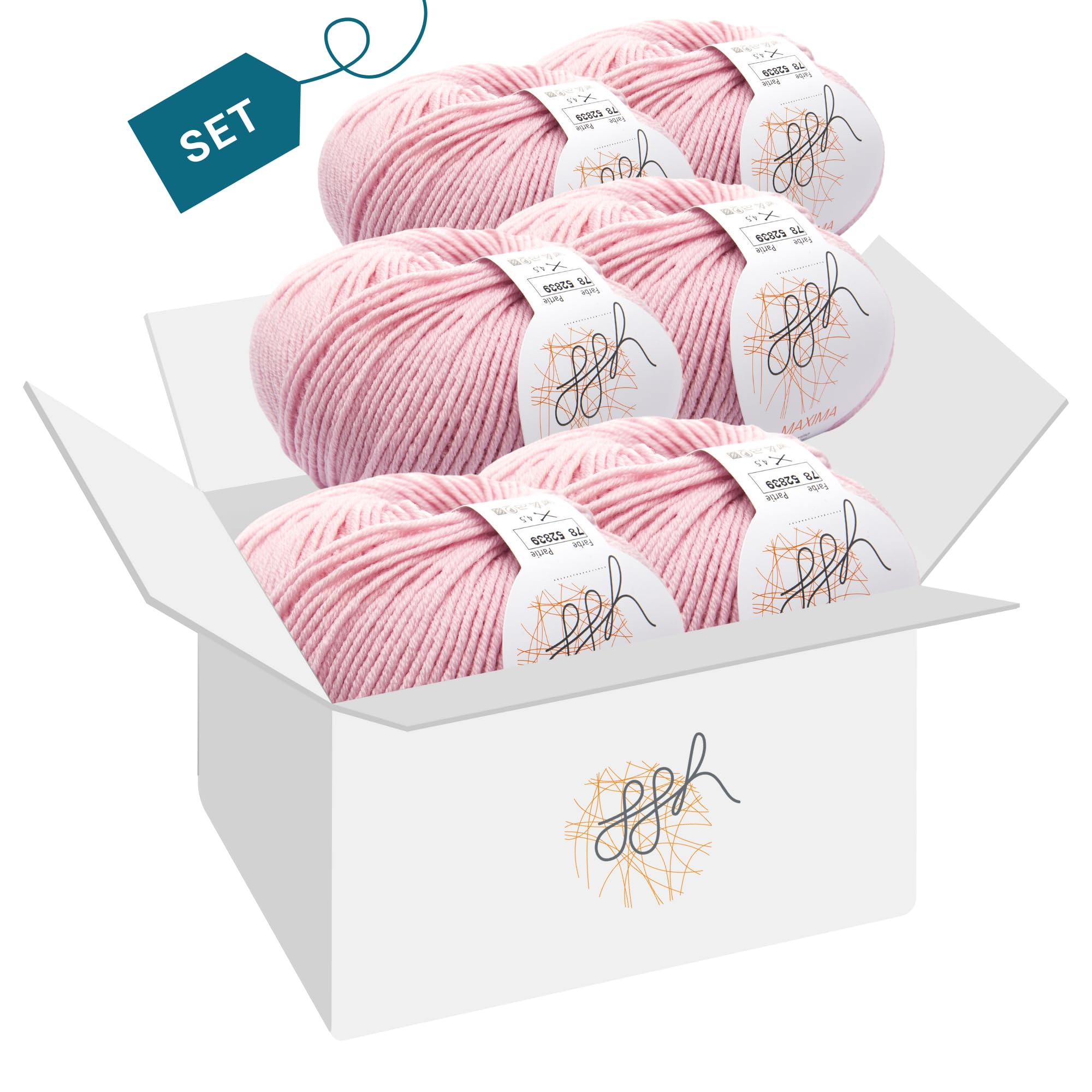 ggh Maxima Box - 6x50g (insgesamt 300g) Merinowolle extrafein und maschinenwaschbar - Nadelstärke 4-5 Farbe 078 - Puderrosa