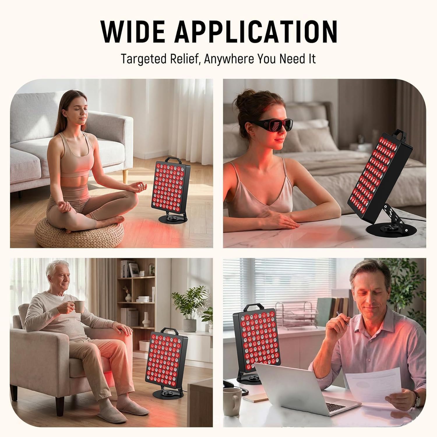 Rotlichttherapie Panel Lampe, 80 LEDs Red Light,660nm & 850nm Therapielampe Infrarotlampe geeignet leistungsstarkes Rotlichtgerät für Familie, Sport und als Geschenk