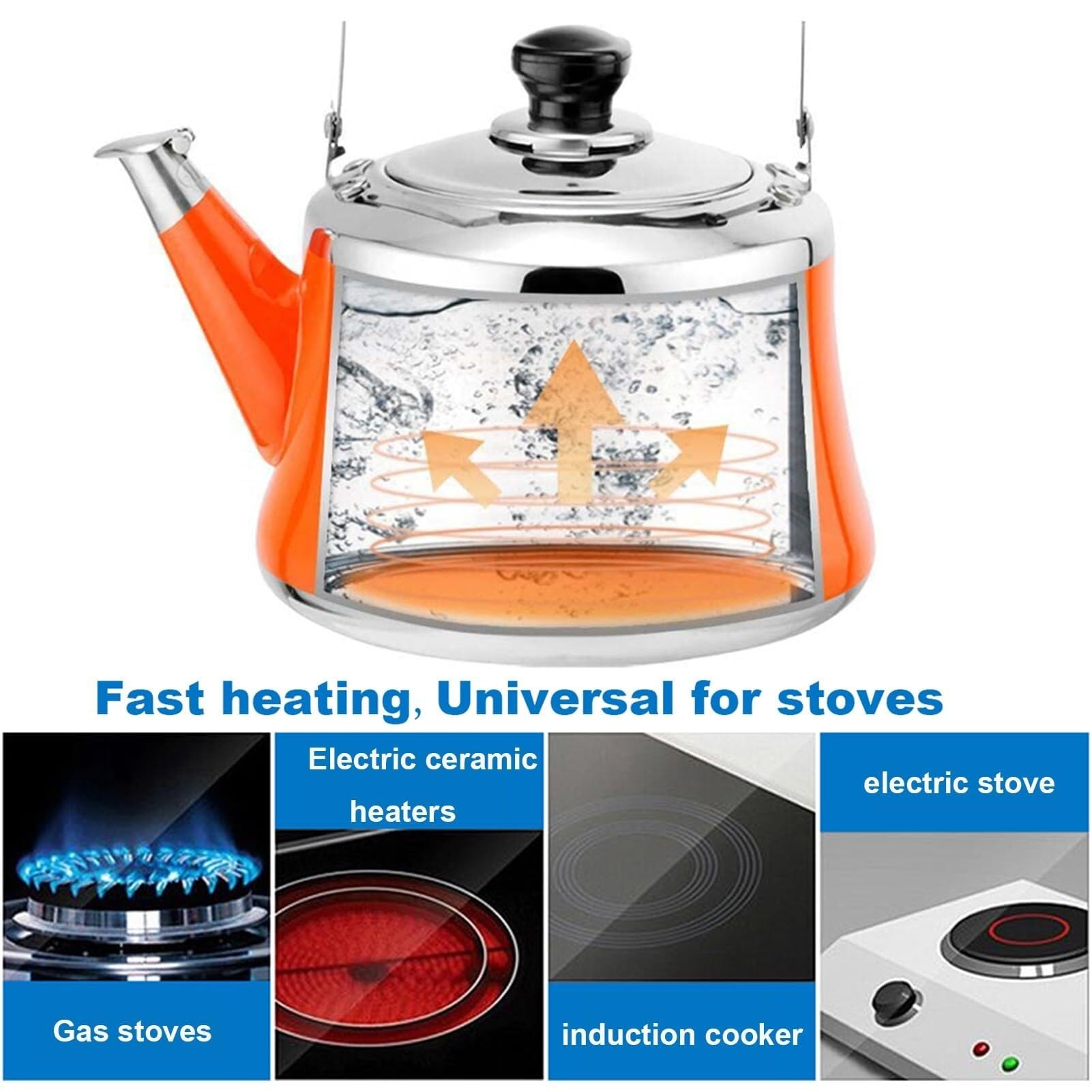 hervidor esmaltado, Linda tetera con silbido de acero inoxidable infusor: for una(9,1.6 Quart)
