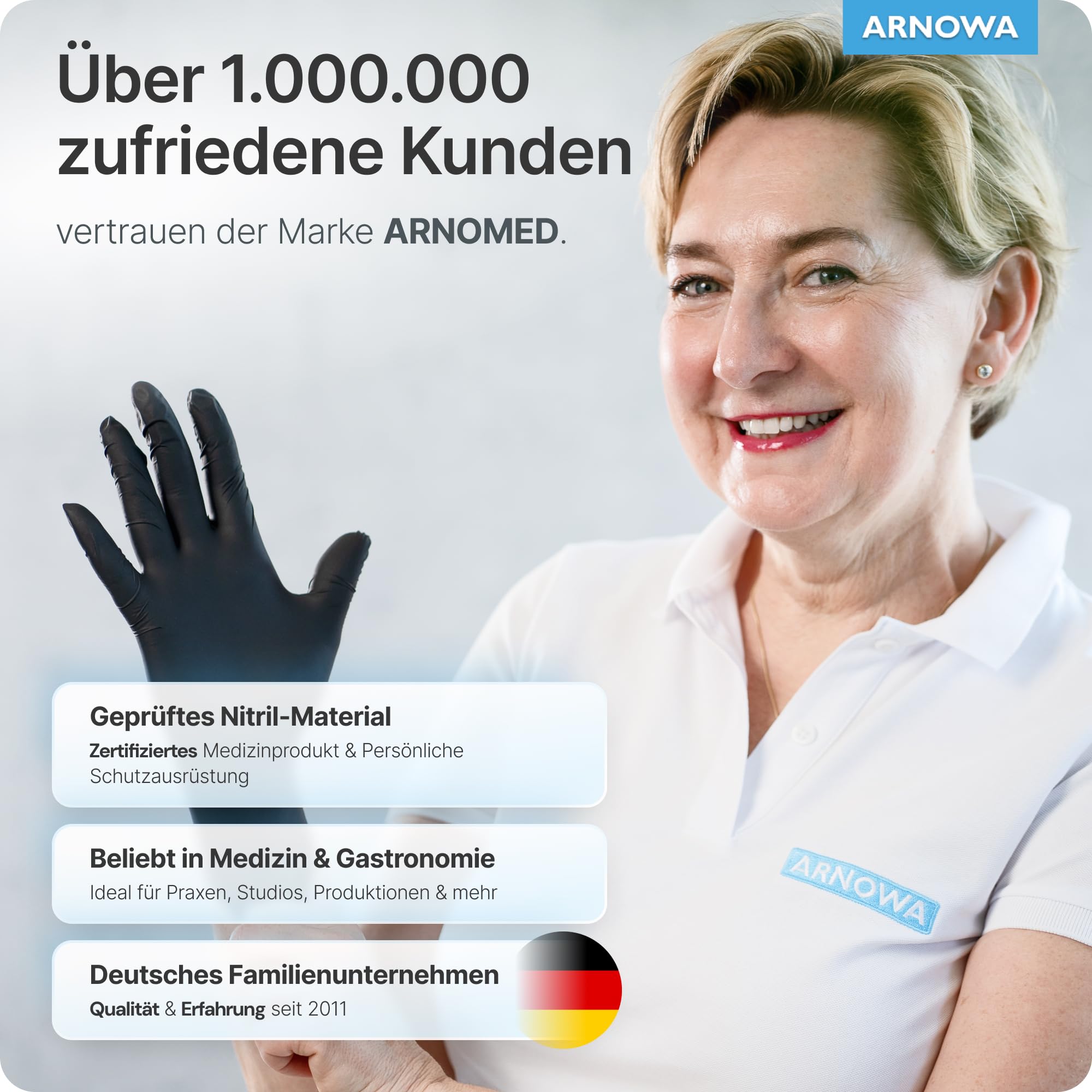 1000x ARNOMED® Einweghandschuhe Schwarz, Nitril Handschuhe M | Einmalhandschuhe, Nitrilhandschuhe puderfrei, Gummihandschuhe, Schutzhandschuhe, Handschuhe Nitril in XS, S, M, L, XL, XXL