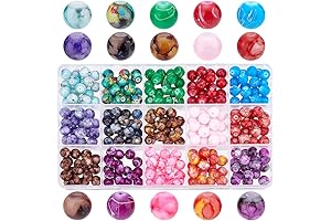 PH PandaHall 400pcs 15 Colors Round Glass Beads