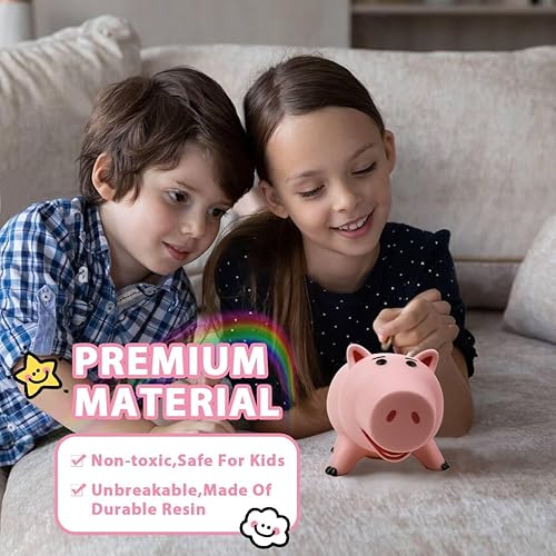 Miniatura 9 de PHOCAS Hamm - Alcancía irrompible con diseño de cerdo rosa, de plástico, para niños, regalo de cumpleaños y Navidad