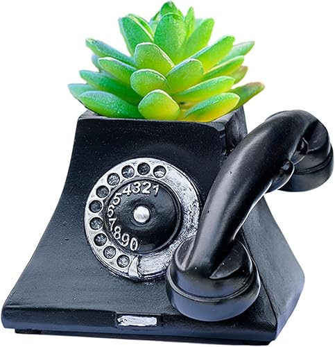 Miniatura 14 de Macetas de madera, mini maceta, maceta retro de resina para suculentas, bonsái, soporte de escritorio, mini adorno (caoba radio) Radio Caoba,Negro