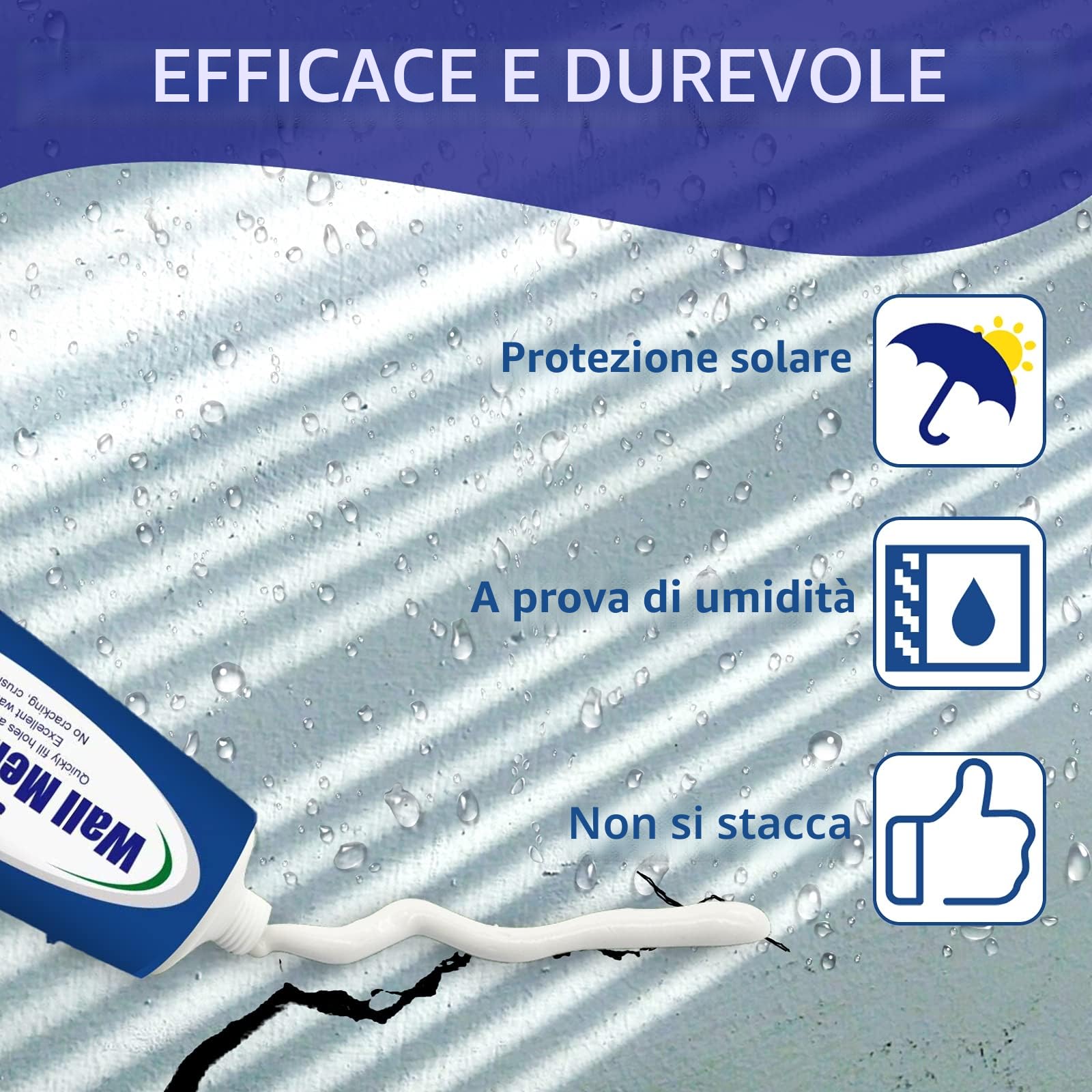 Stucco per Muro, Kits Stucco Riempitivo per Muro, Efficacemente Riparare Graffi da Parete, Fori per Unghie, Crepe, Graffiti (100g) (1pack)
