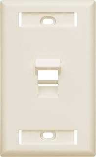 Leviton 42081-1TS 1 Bağlantı Noktalı Açılı QuickPort Duvar Plakası, ID Pencereli, Açık Badem
