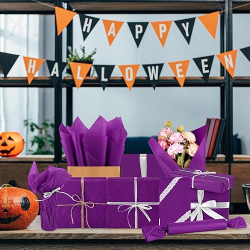 Miniatura 5 de Morcheiong 60 hojas de papel de seda morado, multicolor, papel de seda para envolver regalos a granel, para manualidades, manualidades, floral,