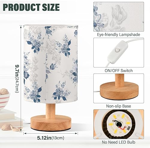 Miniatura 3 de FRODOTGV Lámpara de mesa LED de noche, lámpara de mesa para interiores, diseño de flores verde azulado de moda, lámpara de granja para escritorio de