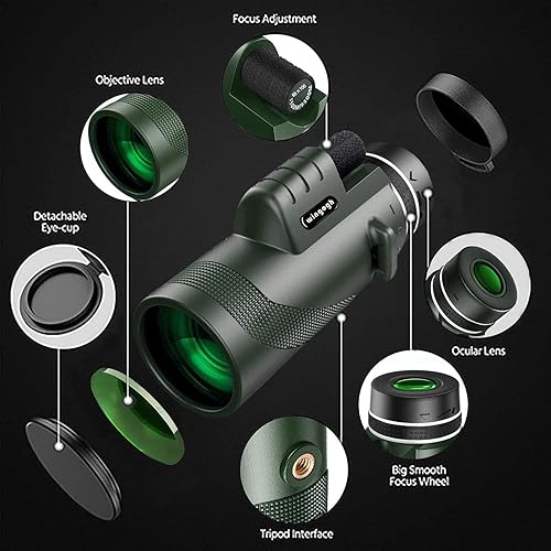 Miniatura 2 de Telescopio monocular monocular compacto HD de alta potencia de 80 x 100 pulgadas para adultos y niños alcance impermeable de visión nocturna con